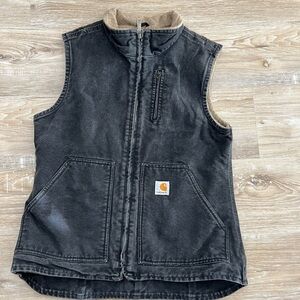 Carhartt Black Vest Heavy-Duty Canvas Zip-Up